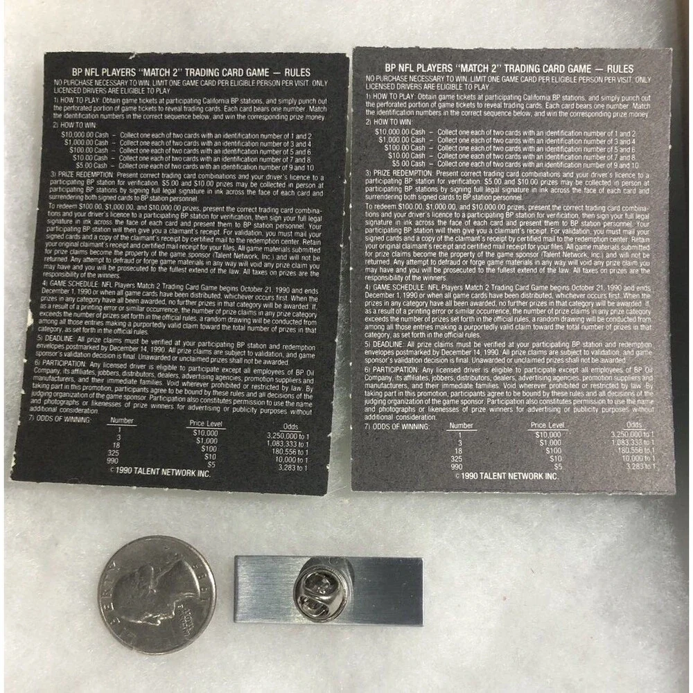 Buffalo BILLS  2013 Season Ticket Holder Pin, & 1990 BP Cards  Smith & Bennett